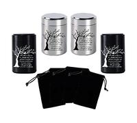 2.7 inch Small Urns for Ashes - Set of 4, Aluminium Mini Urns, Cremation Urns for Human Ashes, Ashes Holder, Small Keepsake urns-A Limb has Fallen from The Family Tree, Black and Silver