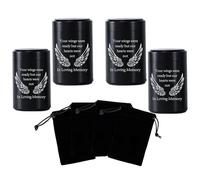 2.7 inch Small Urns for Ashes - Set of 4, Aluminium Mini Urns, Cremation Urns for Human/Pet Ashes, Ashes Holder, Small Keepsake urns-in Loving Memory, Black