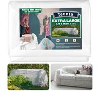 2.7 X 5M Large Polythene Sheeting - Clear Plastic Dust Waterproof Sheets - Garden Grow Polythene Cover Sheets for Gardening Insulation Building Rubble Protection Painting Furniture