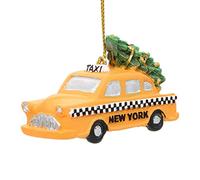 2.75 Inch New York City Yellow Taxi Christmas Ornament with Rockefeller Tree on Top