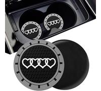2.75in 2Pack - Love Heart Car Cup Holder Coaster for Audi A3 A4 A6 A8 Q2 Q3 Q5 Q7 Q8 S3 S5 S6 RS3 RS4 RS7 R8 TT Recessed Anti Slip Silicone Cupholder Coaster Interior Accessories