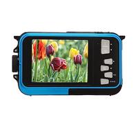 2.7K 48MP Dual Screens Underwater Digital Camera, 10ft Water Resistant, Built-in Battery, With 10ft, for Underwater (Blue)