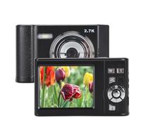 2.7K Digital Camera, 8X Zoom Autofocus Anti Shake Kids Camera, 2.8 Inch IPS Screen 700Mah Pocket Digital Camera with Flash, for Selfies Traveling Recording Life (Black)
