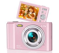 2.7K Digital Camera AiTechny Vlogging Camcorder 44MP Children's Camera, 16X Digital Zoom Compact Camera, Rechargeable Mini Camera for Children Beginners, Birthday Gifts (Pink)