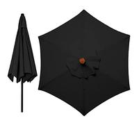Φ2.7m/300cm Canopy, Market Table Umbrella Awning, Ribs Parasol Cloth Only Replacement Cover (Color : Black, Size