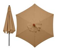 Φ2.7m/300cm Canopy, Market Table Umbrella Awning, Ribs Parasol Cloth Only Replacement Cover (Color : Khaki, Size