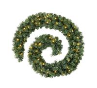 2.7m/9ft Christmas Garland with Lights, Christmas Garland for Stairs, Artificial Hanging Vine, 30 LEDs Light up Decorations Wreath for Fireplace, Front Door, Windows, Xmas Tree Decor