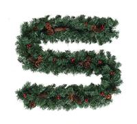 2.7M/9FT Pre-Lit Natural Pine Cone and Berry Decorated Christmas Garland, for Fireplace Stairs Artificial Wreath With Pine Cones Berries for Xmas Tree Front Door Home Holiday Decor