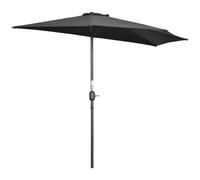 2.7m Balcony Half Parasol 5 Steel Ribs Construction Garden Outdoor Umbrella Black