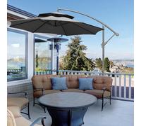 Outsunny 2.7m Cantilever Banana Parasol Outdoor Sun Shade w/ Crank, Dark Grey