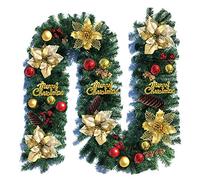 2.7m Christmas Wreath Garland Artificial Pine Cone Ball Tree Rattan Hanging Ornament Home Party Door Window Decoration Table Runner