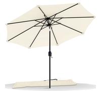 VOUNOT 2.7m Outdoor Tilting Garden Parasol with Crank Handle & Cover - Beige, UV-Protective