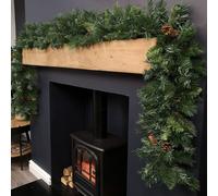 2.7m Green Christmas Garland with Pine Cones and Mixed Needles