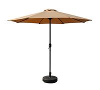 Φ2.7m Large Terrace Garden Anti Ultraviolet Outdoor Waterproof Sunscreen Patio Parasol, Rocker, 8 Root Umbrella Bone, Balcony, Swimming Pool, Beach, with Base