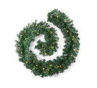 2.7m LED Pre-Lit Christmas Garland Decorations, 9FT Green Garland Illuminated with 30 Warm LED Lights, Garland Artificial Greenery Holiday Decor for Indoor Outdoor