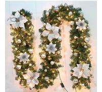 2.7M Luxury Christmas Led Cane Wreath Decoration With Lanterns Green Artificial Christmas Tree Banner Party New Year's Door Wrea