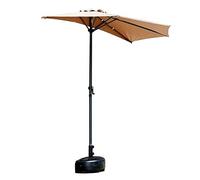 2.7m Outdoor Sun Umbrella Portable 丨Against The Wall Garden Half Side Umbrella with Crank Pole, Courtyard Balcony Sunshade丨Half Umbrella Semicircular