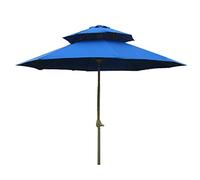 2.7M Parasol Double Designed, Patio Umbrella Canopy Water lent Protective with 8 Ribs For Beach/Pool/Patio Outdoor Sun Shade Tent,Blue