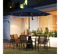 Outsunny 2.7m Patio Garden Umbrella Outdoor Parasol Outdoor Market Table Umbrella with Tilt Crank and 24 LEDs Lights Blue