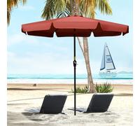2.7m Patio Umbrella Garden Parasol Tilt Outdoor with Crank, 8 Ribs Ruffles Outsunny Red One Size