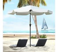 Outsunny 2.7m Patio Parasol Garden Umbrellas Outdoor Sun Shade Table Umbrella with Tilt, Crank, 8 Ribs, Ruffles, White
