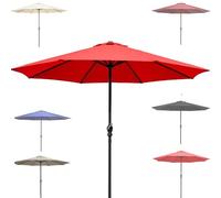 2.7M Round Garden Parasol Umbrella - Portable Folding Sunshade with Crank Handle for Outdoor Dining & Market Use - Stylish Patio Table Umbrella for Sun Protection