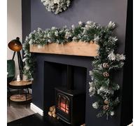 2.7m Snow Flocked Christmas Garland with Pine Cones and Mixed Needles