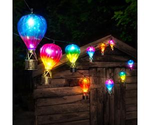 2.7m Solar Hot Air Balloon LED Multicolour Hanging Outdoor Garden String Lights