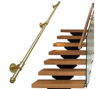 - 2.7m Stair Railing Set for Indoor/Outdoor Use Disability & Elderly Support Metal Railing Stable Safety for Steps Gold Finish