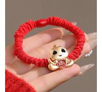 2/7Pcs Fashion Cute Snake Year Red Hair Rope Elastic Hairband For Women Girls Versatile Zodiac Snake Year Hair Accessories Gift