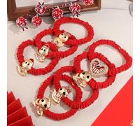 2/7Pcs Fashion Cute Snake Year Red Hair Rope Elastic Hairband For Women Girls Versatile Zodiac Snake Year Hair Accessories Gift