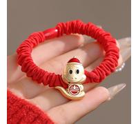 2/7Pcs Fashion Cute Snake Year Red Hair Rope Elastic Hairband For Women Girls Versatile Zodiac Snake Year Hair Accessories Gift