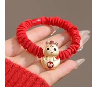 2/7Pcs Fashion Cute Snake Year Red Hair Rope Elastic Hairband For Women Girls Versatile Zodiac Snake Year Hair Accessories Gift