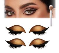 2/8 PCS Lazy Eye Shadow Eyelash Patch, Colorful Beauty Fashion Eyelid Line Sticker, Self-Adhesive Reusable Eyelashes & Eyeliner Stickers, Waterproof and Sweat-Proof, Free Cutting (2 Pcs-Gold)