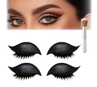 2/8 PCS Lazy Eye Shadow Eyelash Patch, Colorful Beauty Fashion Eyelid Line Sticker, Self-Adhesive Reusable Eyelashes & Eyeliner Stickers, Waterproof and Sweat-Proof, Free Cutting (2 Pcs-Black)