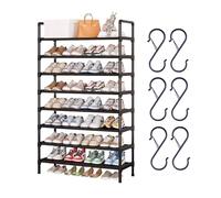 2-8 Tier Metal Shoe Rack, Free-standing Shoe Shelf Storage Organizer With Hooks, Stackable Boots Shoes Storage Organization, Cubby Shelf For Entryway Hallway Closet(58 * 26 * 147 cm(8 Tier))