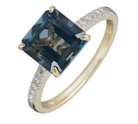 2.80ct Octogen Step Cut London Blue Topaz & 0.10ct Diamond Ring 9ct... 9 CARAT GOLD SIZE R