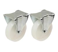 2 - 80mm 3" inch nylon castors - heavy duty fixed castor set 120kg each