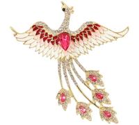 2.83 Inches Created Crystal Phoenix Brooch Pins for Women Fashion | Vintage Brooches and Pins | Decorative Enamel Charms Costume Jewelry | Elegant Style Unique Lapel Pin Accessory Gifts for Women-Pink