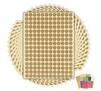 2,880 x Gold Sticky Dots - 10mm 1cm - Round Colour Coding Dot Stickers - 15 Sheets