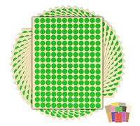 2,880 x Green Sticky Dots - 10mm 1cm - Round Colour Coding Dot Stickers - 15 Sheets
