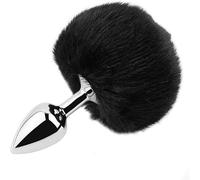 2.8cm Anal Plug, Rabbit Bunny Tail Anal Plug for Cosplay, Butt Plug Adult Sex Toys for Sexual Enjoyment (Black)
