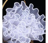 2.8cmx3.8m Flower Wrapping Paper Wave Mesh Rose Half Transparent Gift Packing Florist Bouquet Wrapping Material(White with pearls)