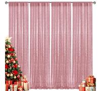 2×8FT-4PCS Light Pink Sequin Backdrop Curtains Panels, Photography Backdrop Glitter Curtains Fabric Background for Christmas Wedding Party Decor