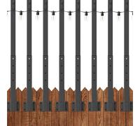 2.8Ft String Light Poles 8 Pack,Light Poles for Outside Lights,Outdoor with Fence Brackets Hanging Lights,Metal Stand Deck Patio Backyard