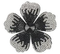 2.9 Inches Created Crystal Hibiscus Hawaiian Flower Hair Clips for Women | Boho Braids Artificial Flower Clips for Hair | Elegant Headdress Bobby Pins & Flowers Accessories for Women, Black