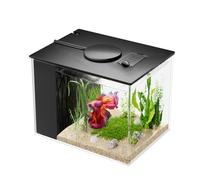 2.9 L Small Betta Aquarium Complete Set, Mini Acrylic Aquarium with Filter Pump, LED Lighting, Ideal for Small Fish, Shrimp and Plants (Black)