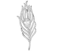 2.9" Rhinestone Vintage Peacock Feather Brooch Pin Simulated Crystal Brooches Coat Suit Accessories Alloy Party Jewelry
