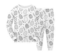 2-9 Years Colouring Pajamas for Children Diy Hand Painted Boys Girls Easter Pajamas Set Easter Bunny Eggs Kids DIY Hand Painted Set Colouring Pajama Sets 2pcs Toddler Kids Girl Round Neck Pj Sleepwear