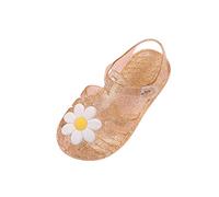 2-9 Years Girls Jelly Shoes UK Deals Clear Flat Water Shoe Flower Hollow Out Roman Sandals Children Summer Flat Clog Glitter Sneakers Non-slip Soft Sole Beach Footwear Slip On Garden Pool Sliders